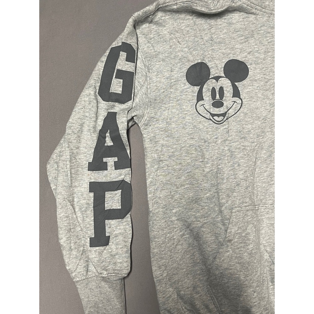 Gap Kids Disney Mickey Mouse Hoodie Gray Sweatshirt XL 12-13 Sleeve Logo - Picture 3 of 8